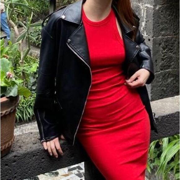 Angmifer Faux Leather Black Jacket Size M - Picture 6 of 11